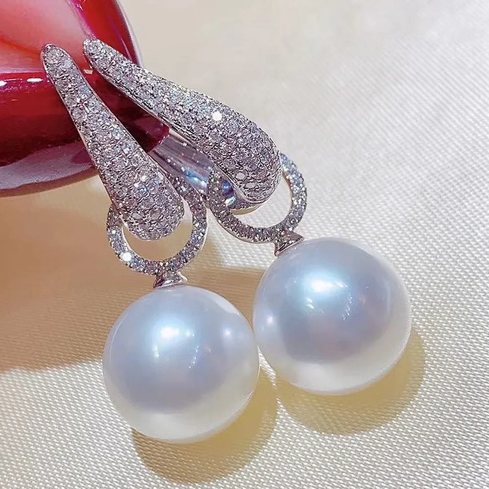 Huitan Imitation Pearl Dangle Earring for Women Silver Cubic Zirconia Jewelry dangle earrings pearl earrings drop earrings pendant earrings