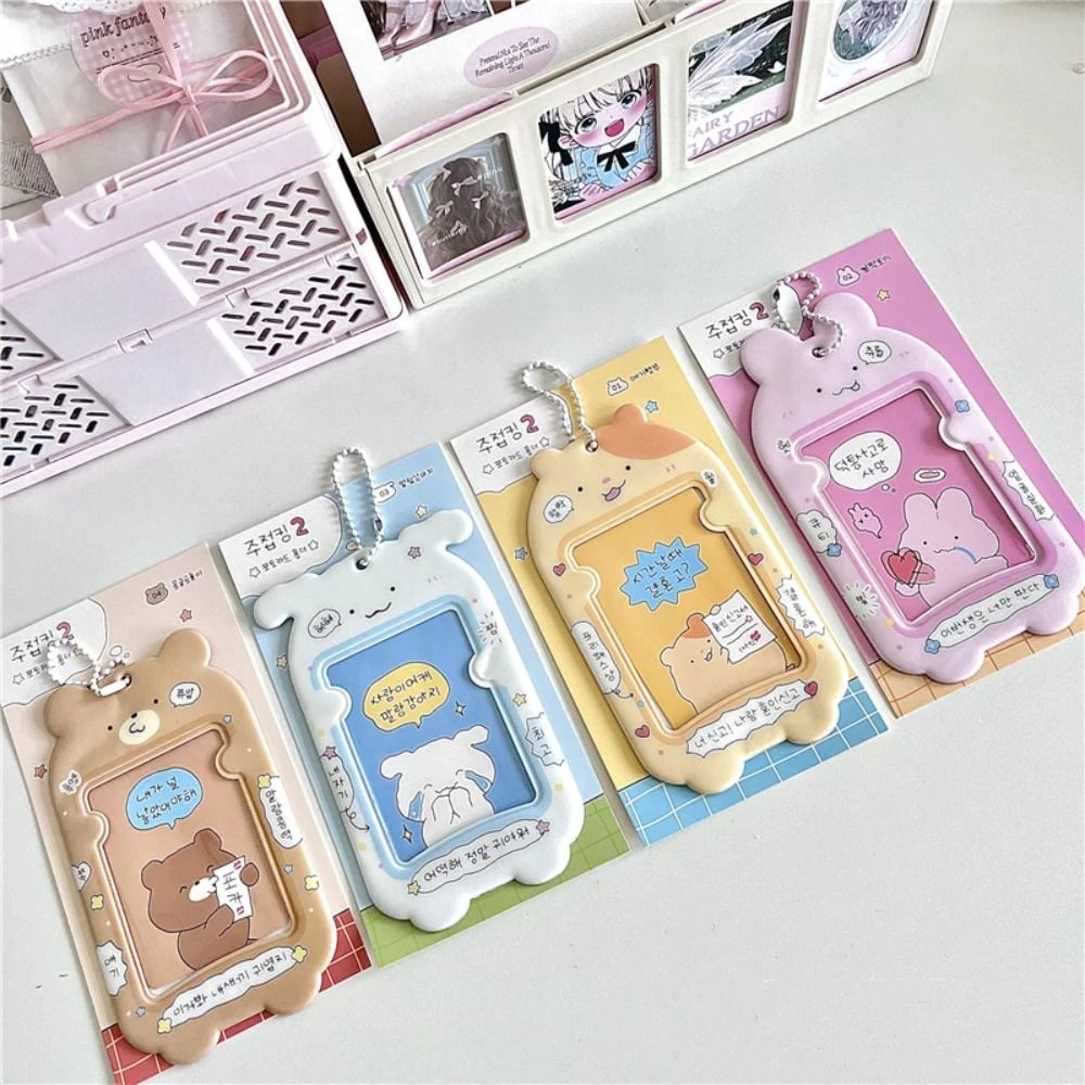 Kawaii Cartoon Korean Idol Photocard Holder Animal Pendant Animal Card Sleeve Korean Style INS Bus Card Holder Outdoor