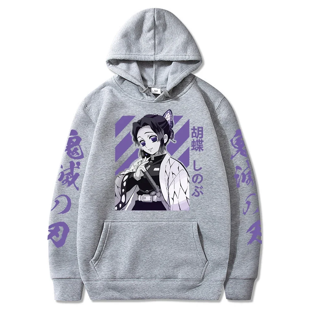 Demon Slayer Japan Anime Men And Women Hoodies Long Sleeve Shinobu Kocho Plus Size Sweatshirts Unisex Autumn Winter Pullover 4