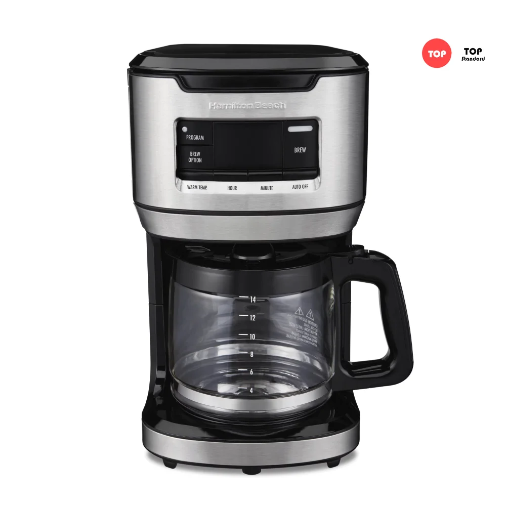 

Hamilton Beach Front Fill Coffee Maker, 14 Cups, Glass, Stainless Steel and Black, 2023