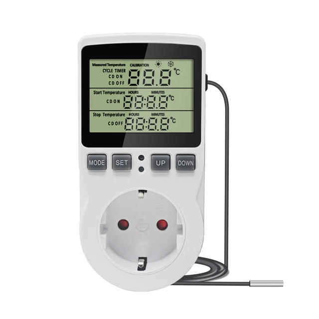 2 Prese Termostatiche Digitali Con Sonda - Regolatore Temperatura Da -20&deg;C A 120&deg;C, Per Serra E Acquari
