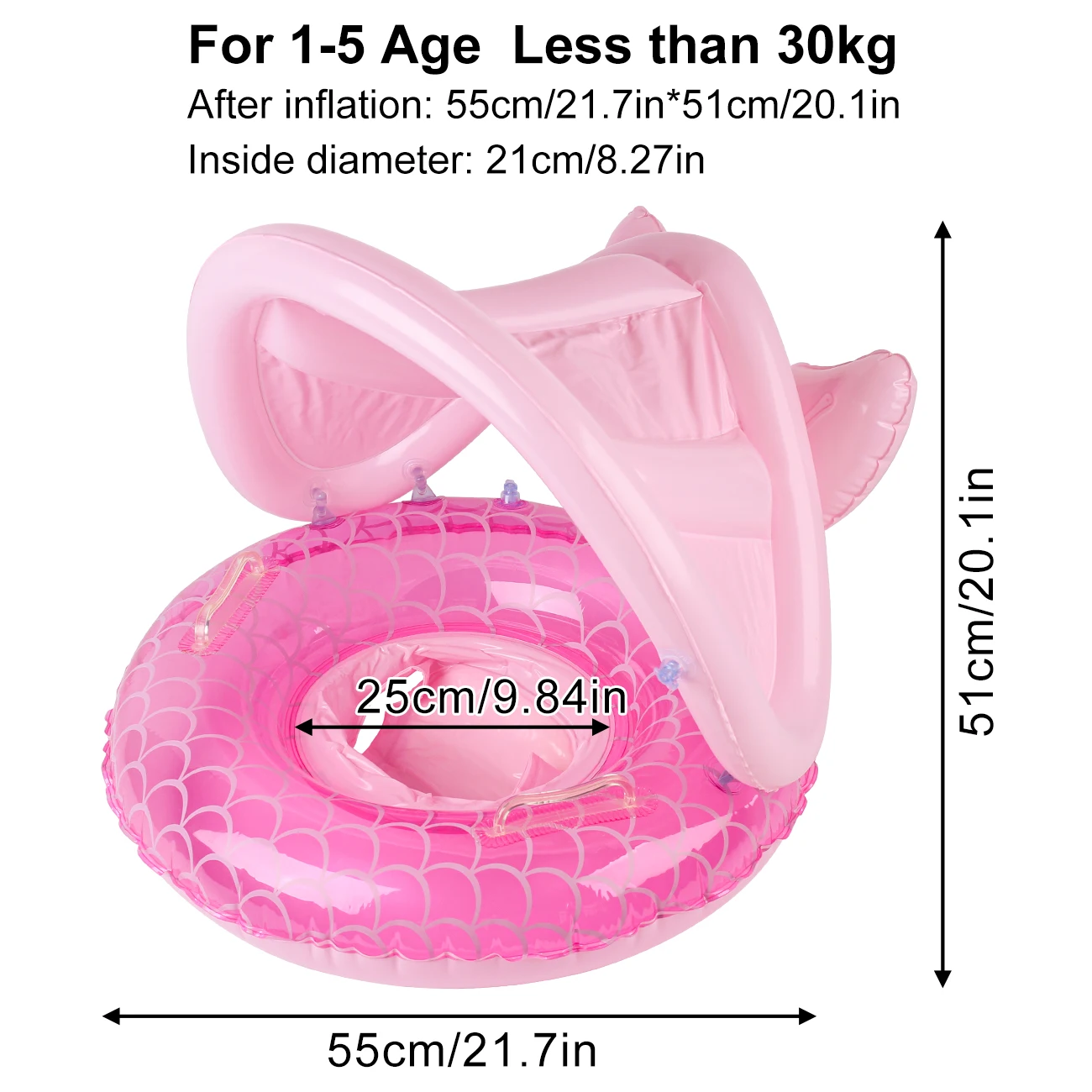 1PC Thick Pink Mermaid Covered Swimming Pool Float, Water Inflatable Swim Ring, Floating Underarm Ring, Inflatable Underarm Ring swimming ring,swimming pool float