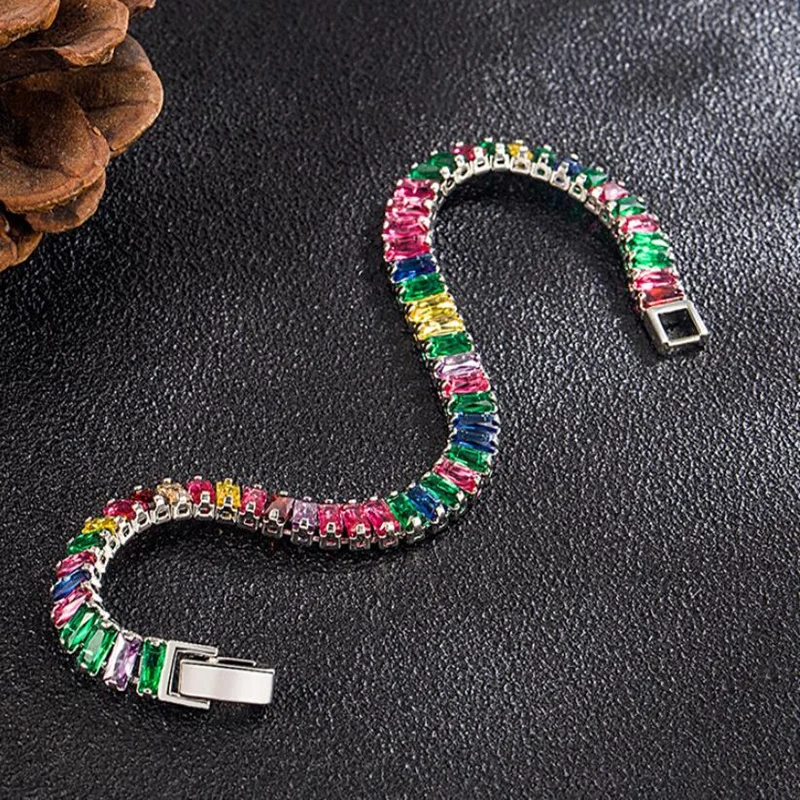 Exquisite 925 Sterling Silver Crystal Charm Bracelet for Women - Elegant Designer Jewelry Gift
