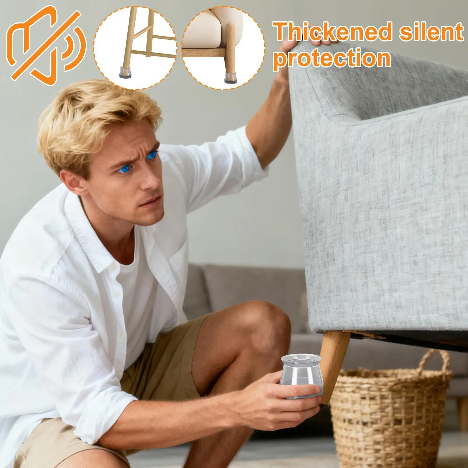 Chair Leg Covers Anti-Slip Anti-Scratch Cover Silicone Felt Chair Foot Pads For Table Patio Room Classroom Home Living Room