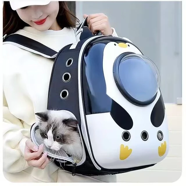 고양이 외출 가방 휴대용 어깨끈 애완동물 백팩 파노라마 투명 백팩 고양이 케이지 우주 캡슐 측면 개방 가능