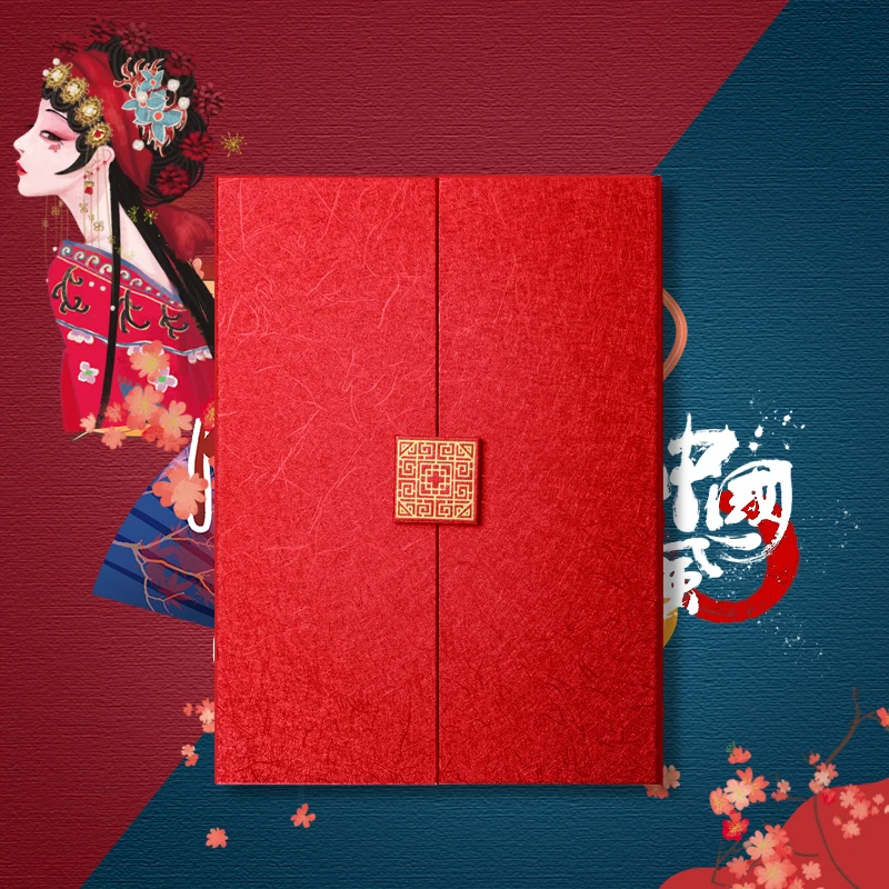 Ouro Trifold Certificado Capa com Botão Quadrado Reciclado Azul Papelão Pesado Pasta Personalizada a4