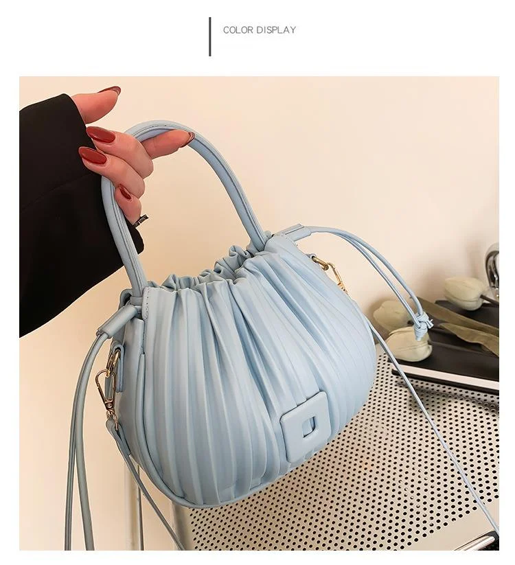 Borsa a secchiello plissettata da donna borsa a tracolla versatile_voghion.com