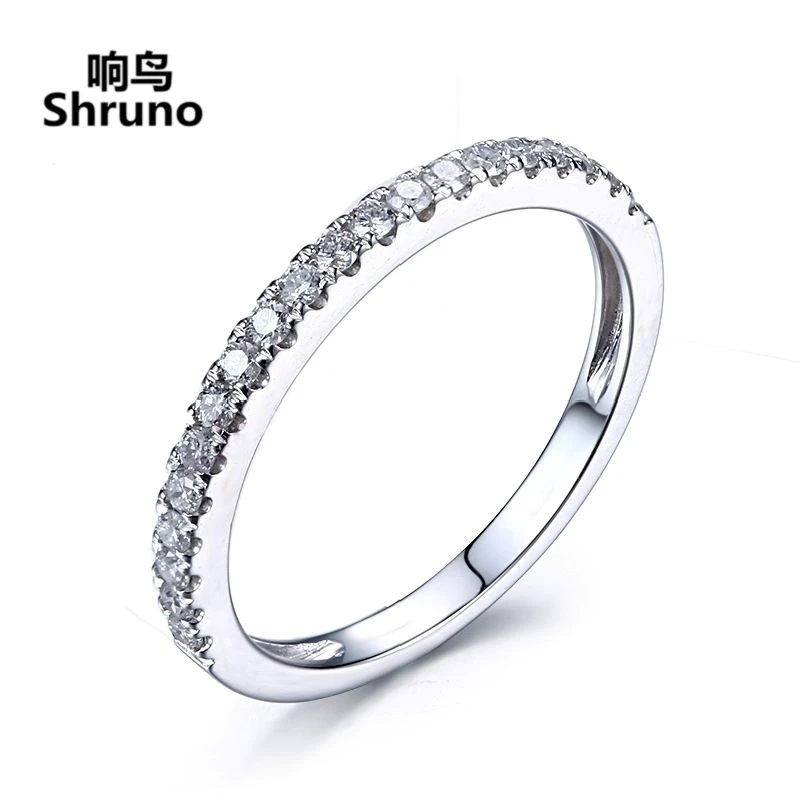 

Shruno однотонное обручальное кольцо из белого золота 14 к au585 SI/H 0.3ct с натуральными бриллиантами, обручальное кольцо для женщин, бижутерия С вечными бриллиантами