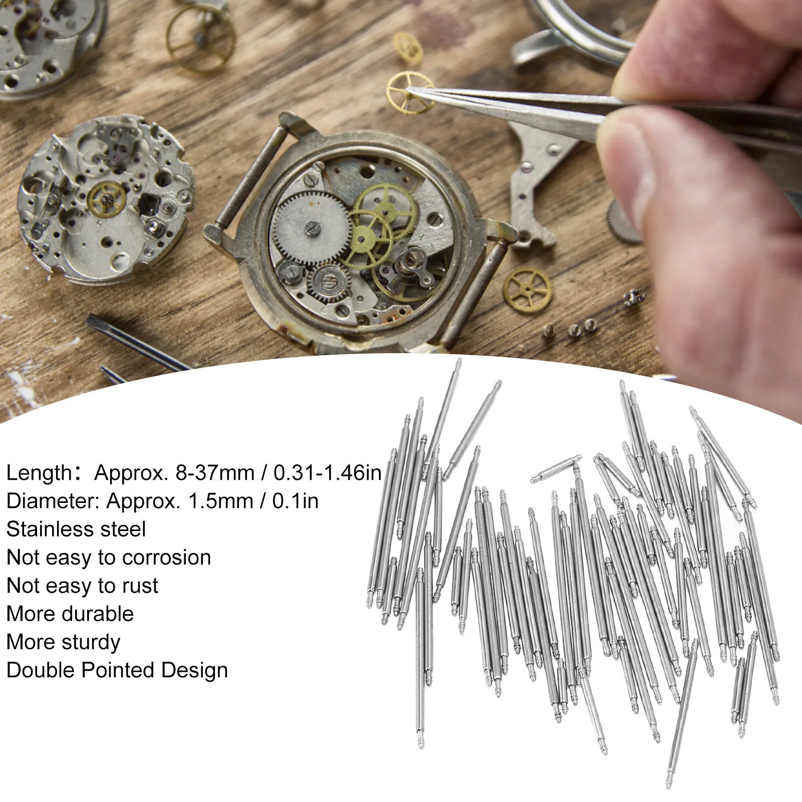 Durable Stainless Steel Watch Band Replacement Pins for Repair and Maintenance