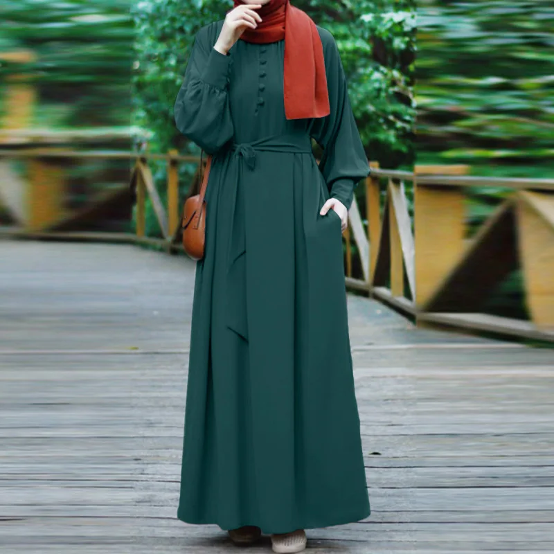Abaya-vestido musulmán de manga larga para mujer, Túnica básica