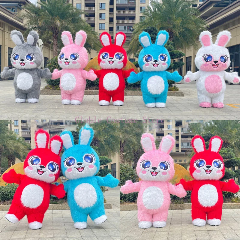 Inflatable Rabbit Mascot Costume Cosplay alloween Rabbit Cosplay Blow Up Fursuit Easter Disfraz Furry Fancy Party New Year Props