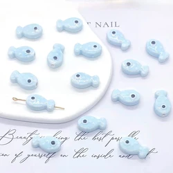 Set of 10 Fish-Shaped Ceramic Spacer Beads for Jewelry Making and DIY Accessories (12 Light water Blue)