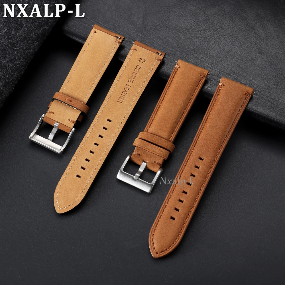 Vintage Cowhide Leather Quick Release Watch Strap - Business Style Bracelet