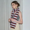 Winter Faux Sand Stripe Ladies Scarf Classic Y2K Korean Style Sweet Knitted Wool Shawl Thickened Warm Outdoor Shopping Scarf