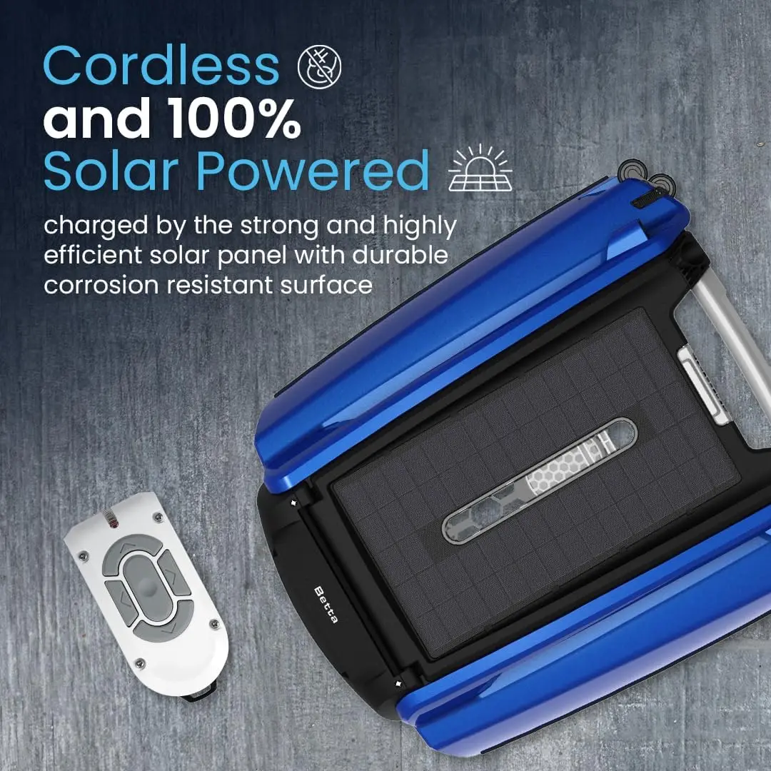 Solar Powered Automatic Robotic Pool Surface Skimmer Cleaner with 30-Hour Continuous Cleaning Battery Power and Re-