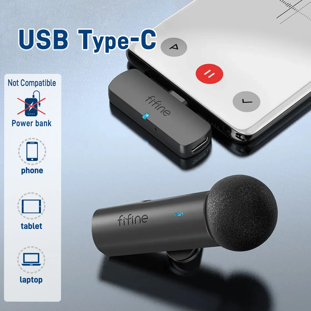 ヒプマイ ワイヤレスヘッドフォン FIFINE ワイヤレスラベリア録音マイク、携帯電話/タブレット/ラップ