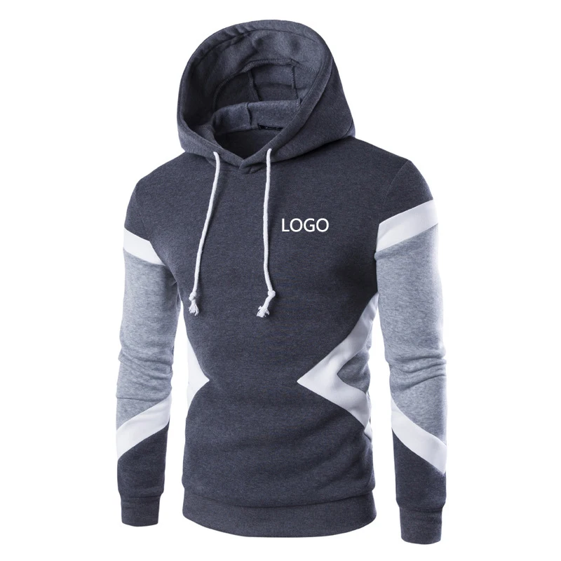 Custom Logo Hoodie Long Sleeve Men's Sweater Pullover Mixed Color Slim Fitting Drawsting Top Fashion Casual Sport New Clothing