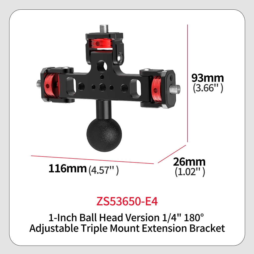 Aluminium-Dreifachmontageadapter 1/4 3/8 Zoll/ARRI-Gewinde 180 ° -360 ° Neigung für Action DSLR Kamera Telefon Stativ Verlängerung Halterung Halterung – Detail 17