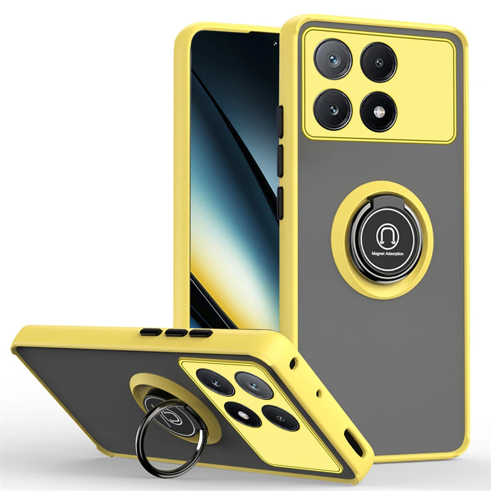 Matte Magnetic Ring Holder Shockproof Armor Phone Case - Universal Fit