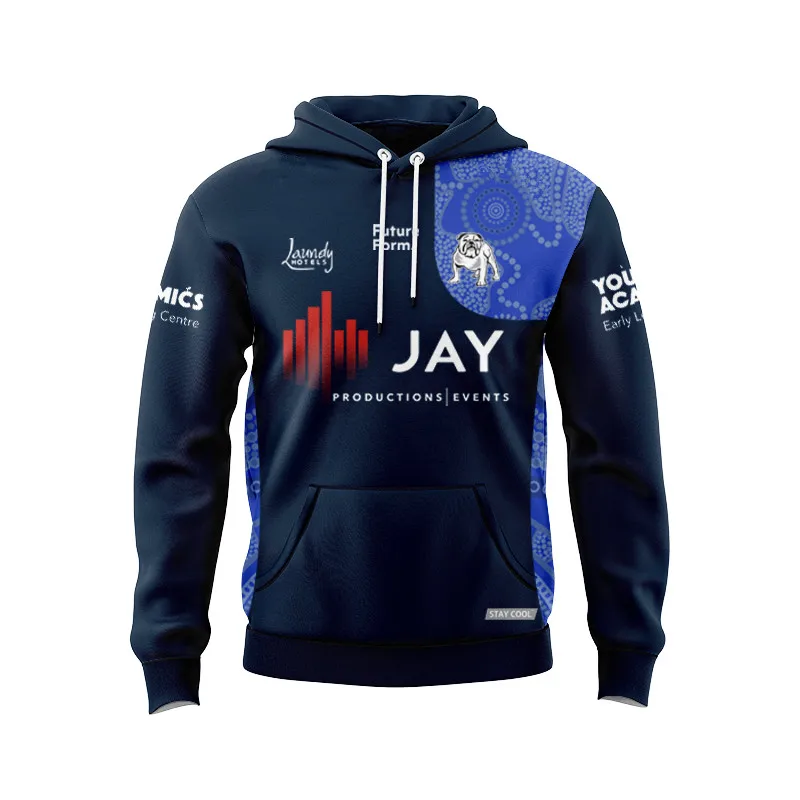 BULLDOGS MENS RUGBY Hooded TRAINING JERSEY size S--5XL ( Print name and number )