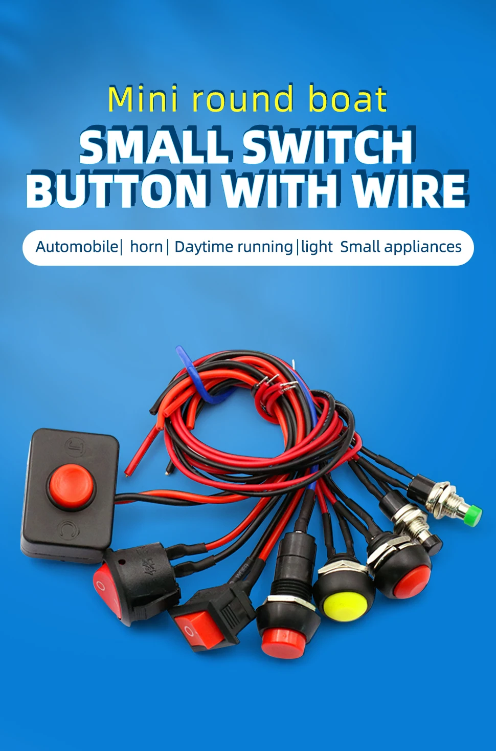5pcs 12V Waterproof On-Off Push Button Switches - 4 Wire Leads For Motorcycle, Car, Boat 7 thumbnail image