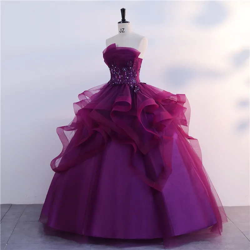 Purple Strapless Quinceanera Dresses Elegant Party Dress Formal Prom Ball Gown Plus Size For Girls Ashley Gloria