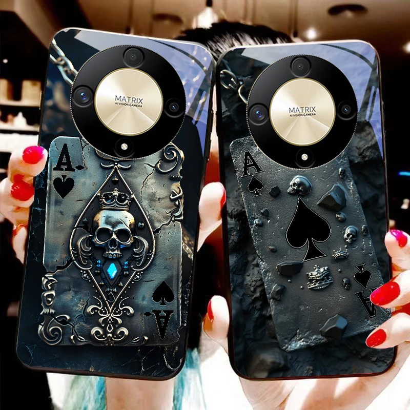 Skeleton Pendant Tempered Glass Phone Case
