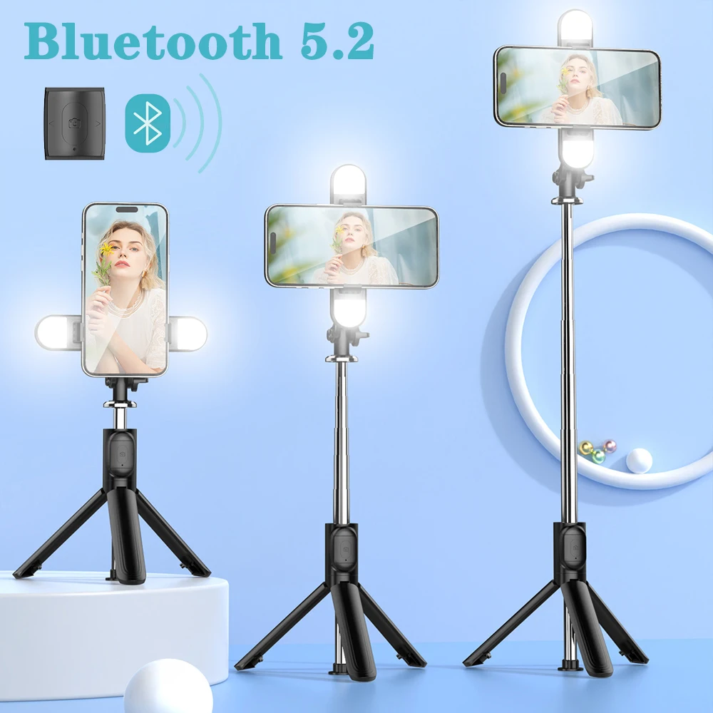 Беспроводная селфи-палка New Bee, штатив с подсветкой, Bluetooth, выдвижной, для iPhone