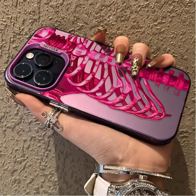 Vibrant Pink and Green Skull Design Phone Case