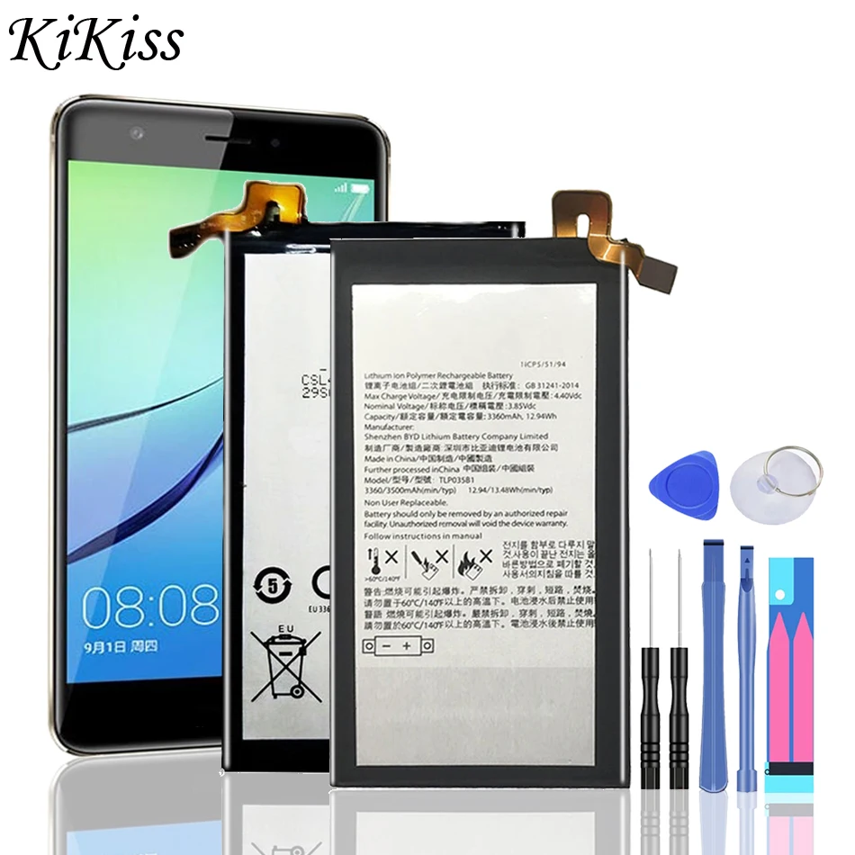 

Mobile Phone Battery for BlackBerry Keytwo and KEY2, 3360mAh TLp035B1, Cellphone Batterij + Tools