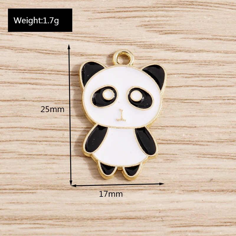10 teile/los Cartoon Tier Charms für Schmuck Machen Emaille Panda Bambus Charms Anhänger für Halsketten Ohrringe Handwerk Geschenke – Detail 10