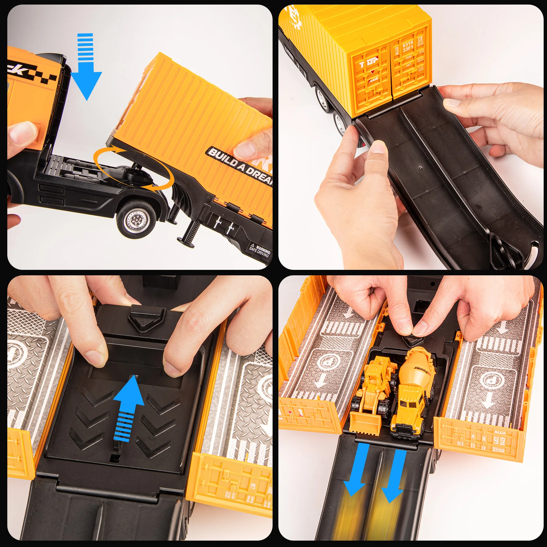 Alloy Construction Vehicles Toy Set for Ages 3-8-STEM Toys with Container Truck/Tower Crane/Excavator, Perfect Birthday Gift - 4