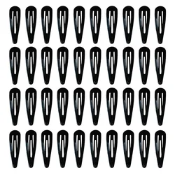 Black Hair Clips Set - Decorative Metal Snap Barrettes (40pcs black)