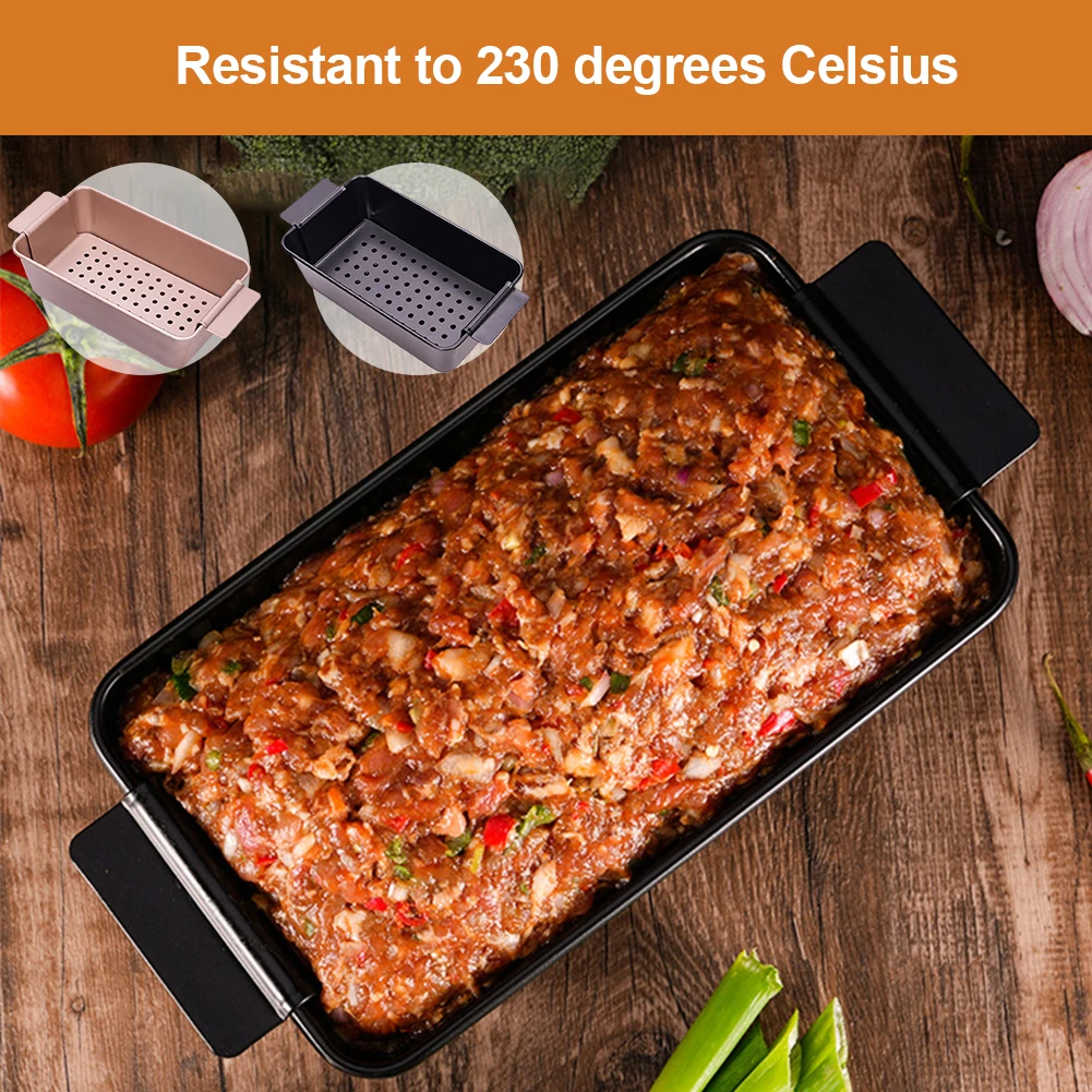 Non Stick Meatloaf Pan W/ Drainage Tray Meat Pie Metal Baking Pan Toast Mold Household Bread Pan for Whole and French Bread