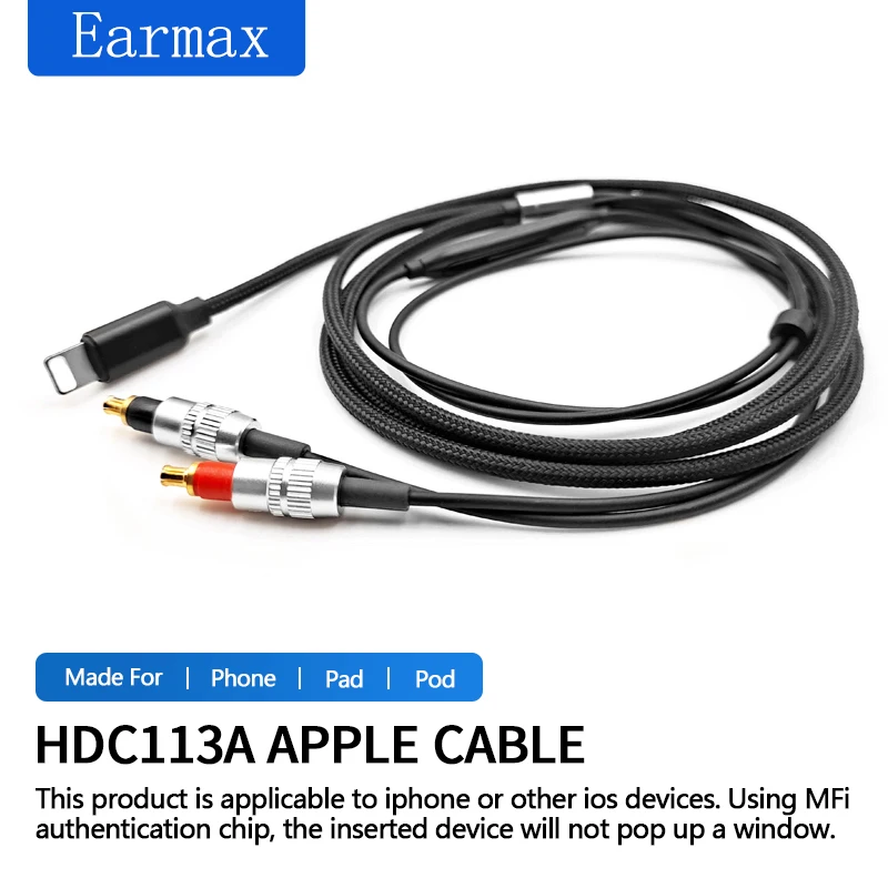 

For Lightning plug Audio Technica MSR7B SR9 ES770H AWAS AWKT Replaceable Apple iPhone 13 12 14 Headphone Cable Remote Microphone