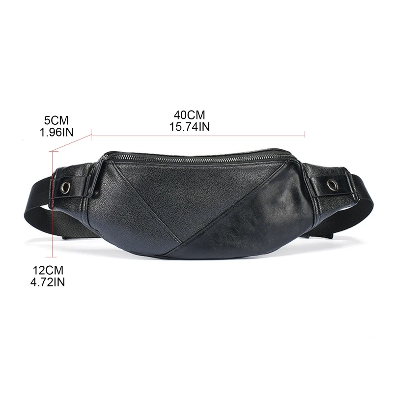 Men Fashion PU Leather Bags Casual Chest Waist Packs for Outdoor Travel Bag