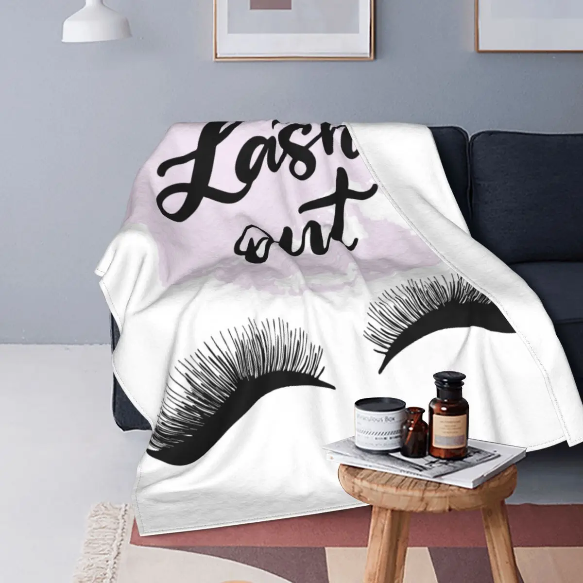 Flannel Throw Blanket Support Custom Logo for Couch Bed Sofa Lightweight Super Soft Warm Beautiful Eyes Eyelash Lashes Pattern 4
