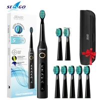 Seago Sonic Electric Toothbrush SG-507 for Adult Timer Brush 5 Modes Micro USB Rechargeable Tooth Brush Replacement Heads Set 1