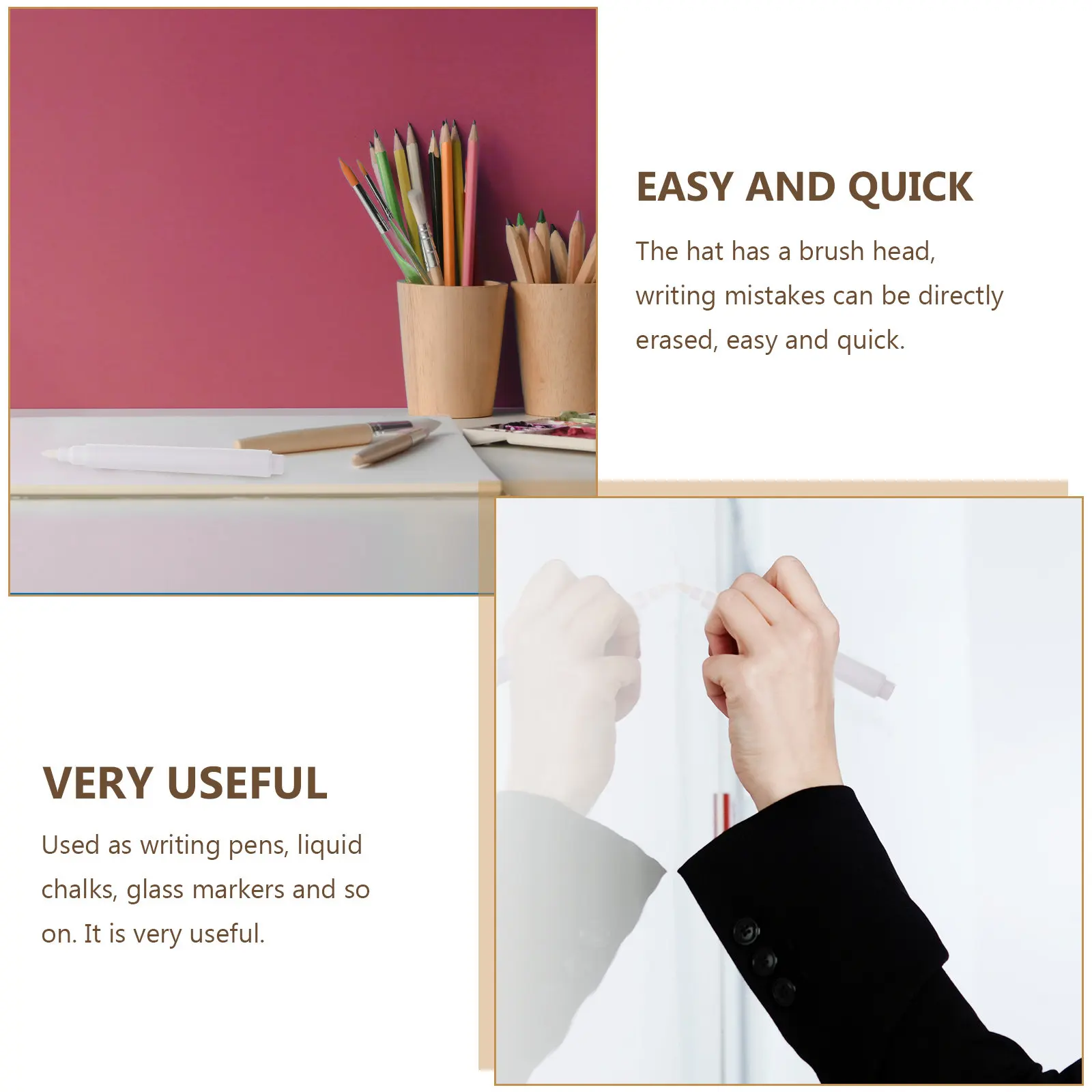 15Pcs 흰색 분필 펜 액체 마커 지울 수있는 브러시 팁 유리 창용 쓰기 펜 공예 DIY 사무용품