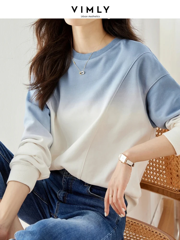 VIMLY Loose Gradient Sweatshirts for Women Autumn Fashion