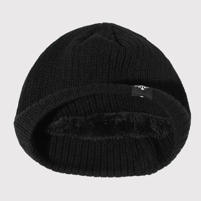 Unisex Snow Labal Winter Hats Solid Color Knitted Hats For Men Women Beanie Cap Outdoor Warm Sports Hats