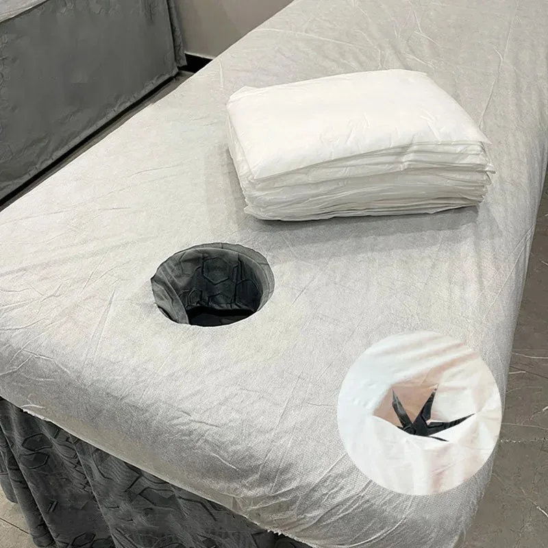 10pcs Disposable Bed Cover For Beauty Salon Open Hole Spa Massage Soft Bed Sheets Non-woven Fabric Breathable Elastic Bedspread 3