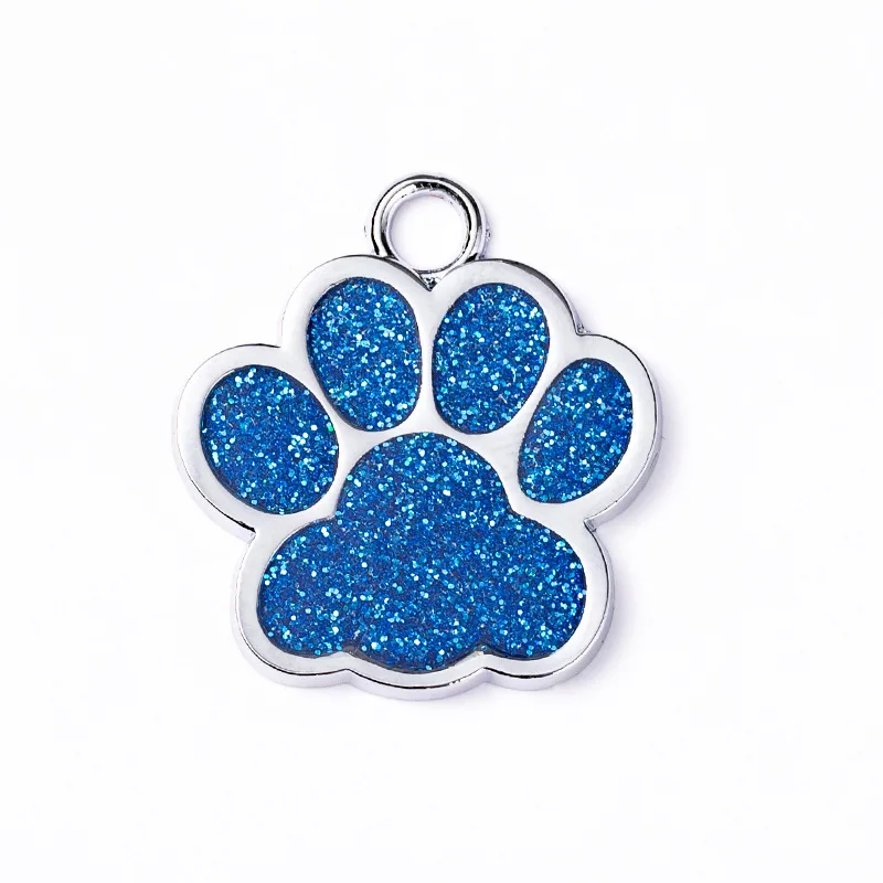 New Gold Round Glitter Powder Paw Print Dog Tag Pet Collar Pendant Jewelry  Can Be Laser Engraved Nameplate - AliExpress