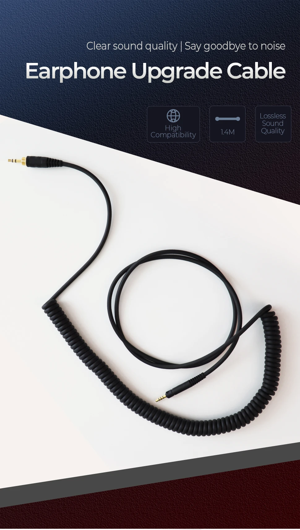 2.5 mm to 3.5/6.35 mm Replacement Headphone wire Spiral Spring Headset Audio Cable for Sennheiser HD598 HD518 HD558 HD569 HD579
