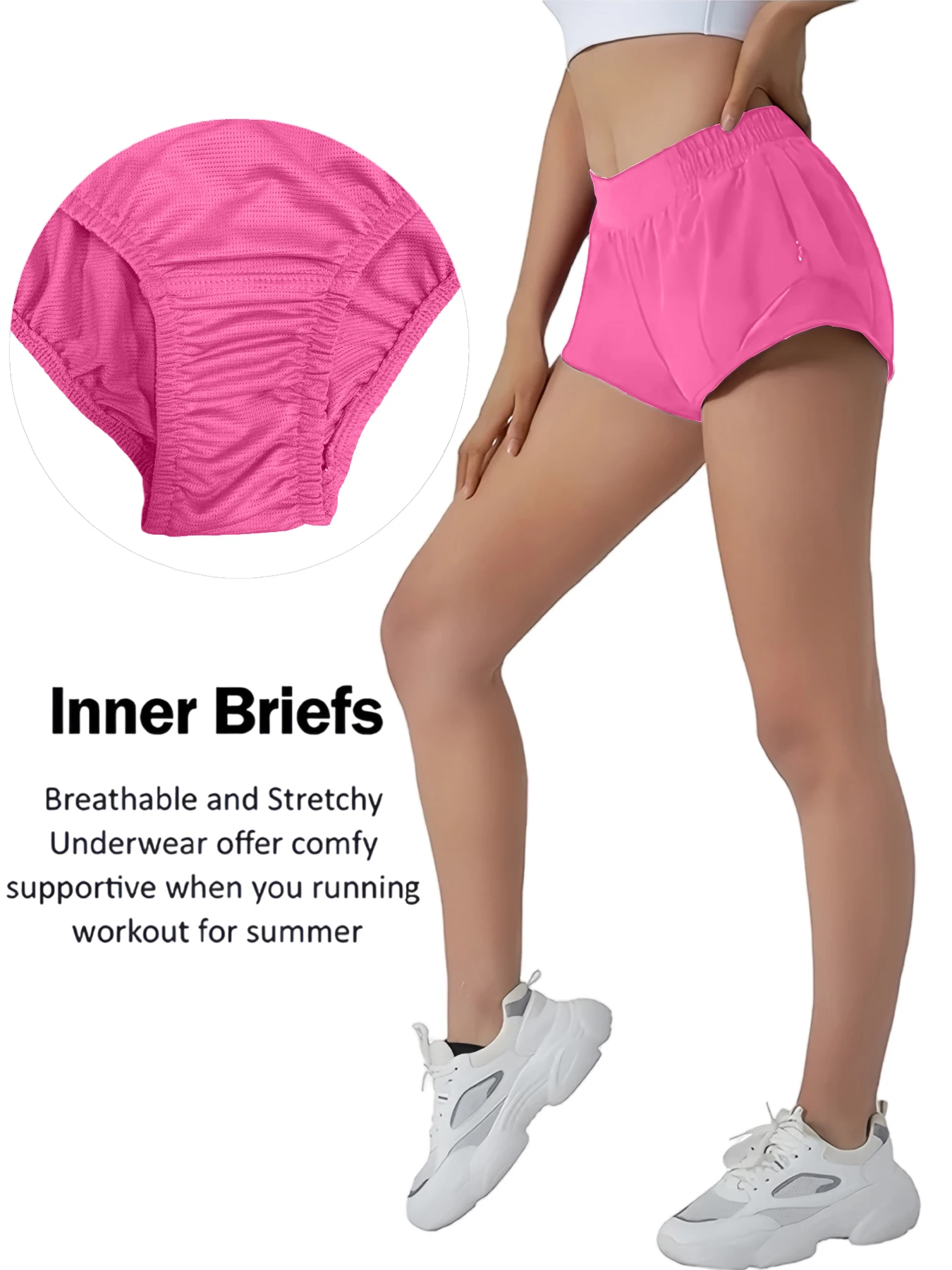 Shorts Corrida Bbheqq Feminino - Secagem Rápida, Bolso Zíper, Cintura Alta