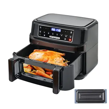 Friggitrice ad aria calda da 12 litri con una o doppia camera regolabile, friggitrice XXL con touchscreen 8 programmi, friggitrice ad aria calda con finestra di visualizzazione 1