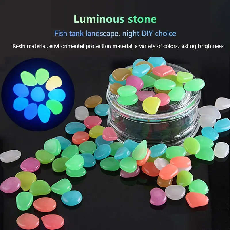 Artificial Stones 50pcs Artificial Colored Nightlight Stone Fish Bowl Landscaping Home Decoration Luminescent Small Stone