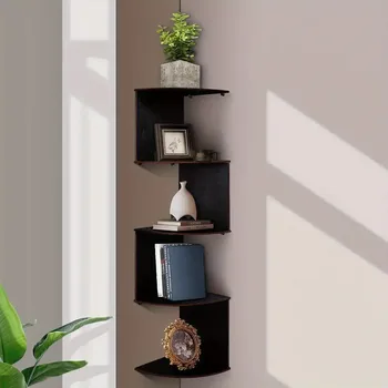 5-Tier Wall-Mounted Corner Shelf – Space-Saving Storage Organizer, White 1