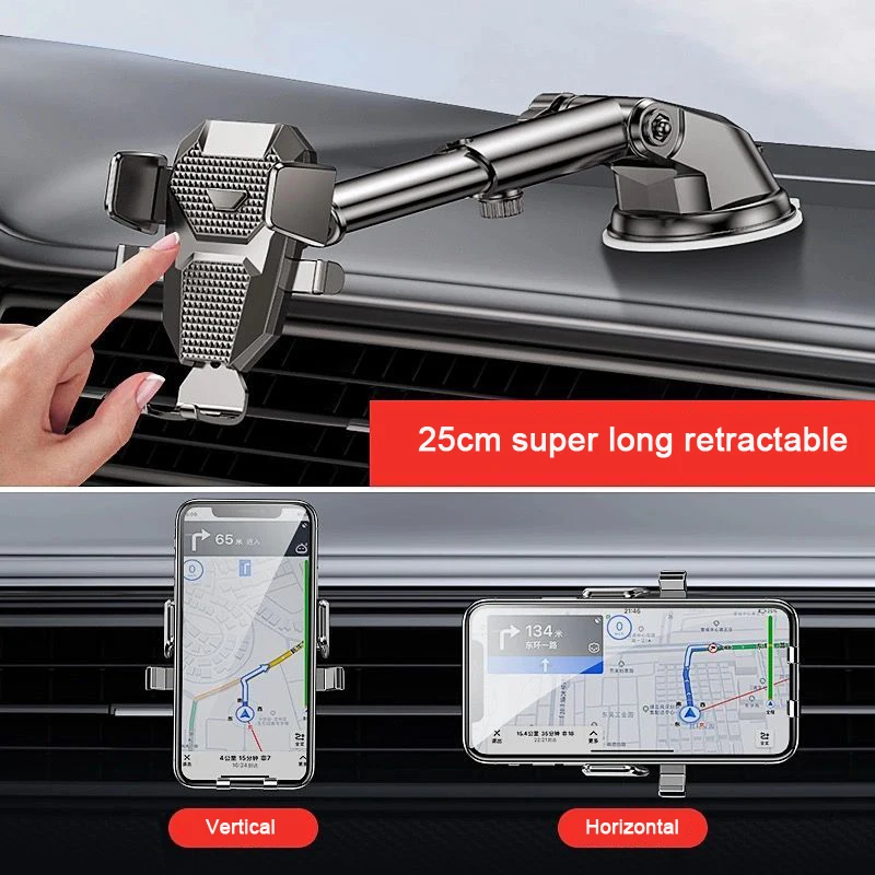 Sucker Adjustable Car Phone Holder Air Vent Clip Mount Mobile Cell Stand GPS Mount Phone For iPhone 16 15 14 Huawei Xiaomi Stand