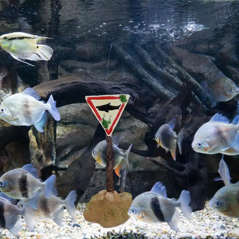 Aquarium Shark Warning Sign Resin Fish Tank Decorations Funny Aquarium Fish Tank Decor Ornaments for